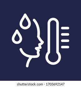 Temperature white colored vector line icon with dark background