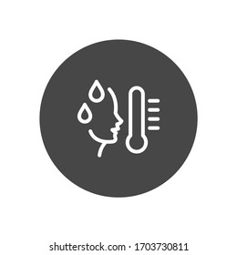 Temperature white colored vector line icon with dark background