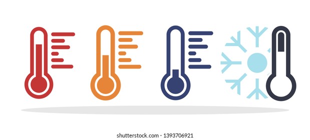 Temperatures icon set in trendy flat style. Thermometer symbol for your web site design, logo, app, UI Vector EPS 10. 