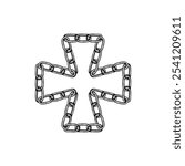 Templar Cross Chain hand drawing vector isolated on white background.