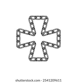 Vetor de desenho de mão Cross Chain Templário isolado no fundo branco.