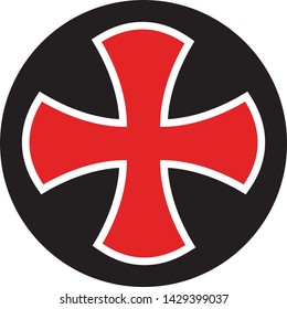 Templar Cross logo. Vector graphics for t-shirt prints, apparel, etc