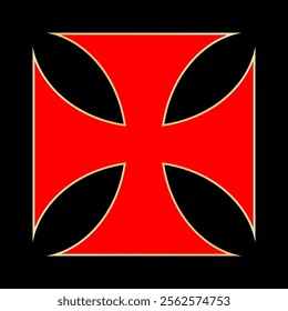 templar cross in red and gold against a black background