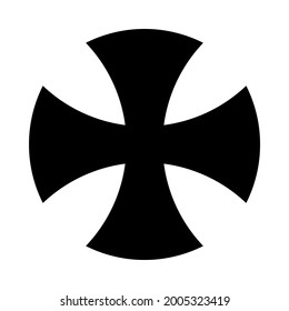 Templar cross religious symbol. Black vector illustration isolated on white background