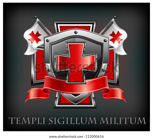 Templar Emblem Cross Shield Sword Ribbon Stock Vector Royalty Free