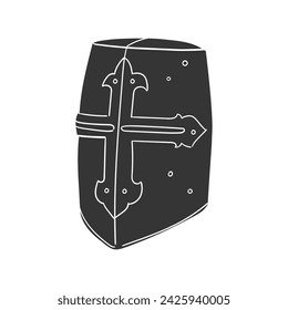 Templar Helmet Icon Silhouette Illustration. Crusader Vector Graphic Pictogram Symbol Clip Art. Doodle Sketch Black Sign.