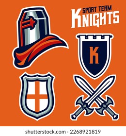 Templar Knight Sport Logo Style Set Object