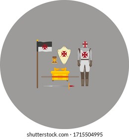 Templar knights objects kit illustration for web and mobile design