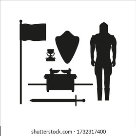 Templar knights objects kit illustration for web and mobile design