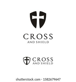 Templar Shield Medieval with Christian Cross Logo design