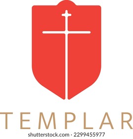 Templarschild mit dem Design des Christian Cross-Logos im Negativbereich