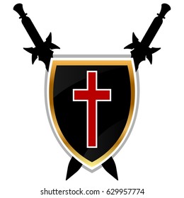 Templar Shield  vector icon.