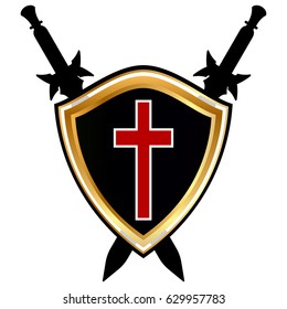 Templar Shield  vector icon.