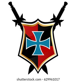 Templar Shield  vector icon.