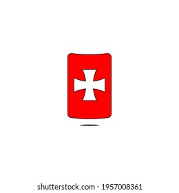 Templar symbol on a red shield