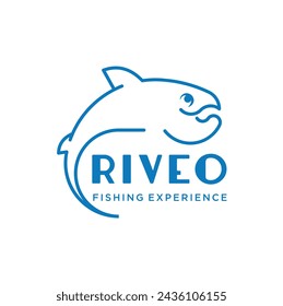 Templat logo desain ikan seni garis eps 10