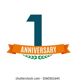 Template 1 Years Anniversary Background with Ribbon Vector Illustration EPS10