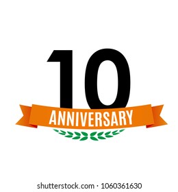 Template 10 Years Anniversary Background with Ribbon Vector Illustration EPS10