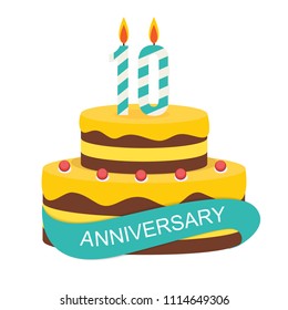 Template 10 Years Anniversary Congratulations, Greeting Card With Cake, Invitation Vector Illustration EPS10