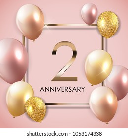 Plantilla 2 años de aniversario de fondo con globos de Ilustración vectorial EPS10