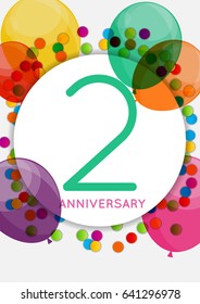 Template 2 Years Anniversary Congratulations, Greeting Card, Invitation Vector Illustration EPS10