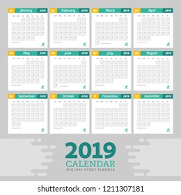 Template 2019 Calendar Event Planner
