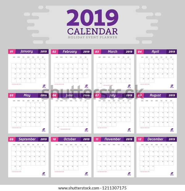 template 2019 calendar event planner stock vector royalty calendar event template