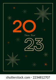 Template 2023 year. Festive design for postcard, banner, calendar. Christmas minimalist concept. Vector illustration.