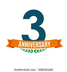 Template 3 Years Anniversary Background with Ribbon Vector Illustration EPS10