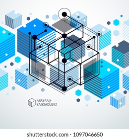Template 3D blue design layout for brochure , flyer , poster, advertising, cover, vector abstract modern background.