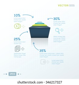 template 3D Cube green, blue, gray color