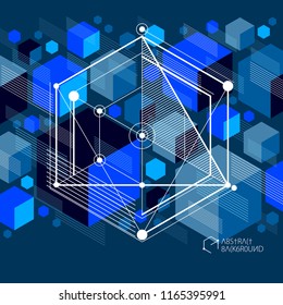 Template 3D dark blue design layout for brochure , flyer , poster, advertising, cover, vector abstract modern background.