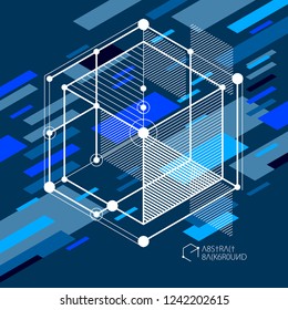Template 3D dark blue design layout for brochure , flyer , poster, advertising, cover, vector abstract modern background.