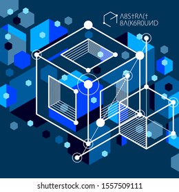 Template 3D dark blue design layout for brochure , flyer , poster, advertising, cover, vector abstract modern background. 