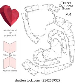 Template 3d Heart Papercraft Cut Glue Stock Vector (Royalty Free ...