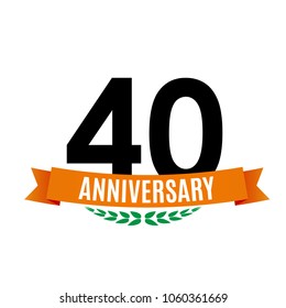 Template 40 Years Anniversary Background with Ribbon Vector Illustration EPS10