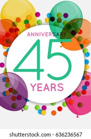 Template 45 Years Anniversary Congratulations, Greeting Card, Invitation Vector Illustration EPS10