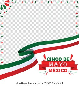 
template for 5 de mayo with flag of Mexico with mexican elements