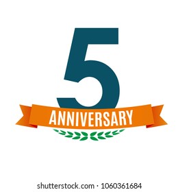 Template 5 Years Anniversary Background with Ribbon Vector Illustration EPS10
