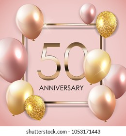 Template 50 Years Anniversary Background with Balloons Vector Illustration EPS10