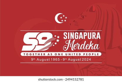 Vorlage des 59. Singapur National Day mit Logo und Zitaten. Singapur Merdeka 9. August 2024 bedeutet Unabhängigkeitstag von Singapur 9. August 2024. Singapurs Nationalfeiertag, Banner in den sozialen Medien