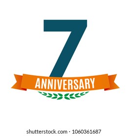 Template 7 Years Anniversary Background with Ribbon Vector Illustration EPS10