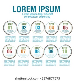 Template 8 Set Infographic with Text Composition, simple brochure idea for business, presentation concept, element design for creativity with full color, set template information to public, 6, 8, 10.