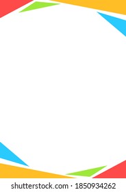 template a4 with border frame colorful, mock-up a4 for poster banner background, white copy space, blank certificate template size a4 for background