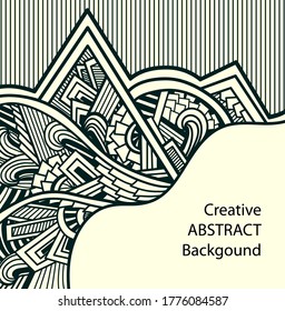 Template Abstract background  in Zen tangle Zen doodle style white and black colors for demonstration of transformation different shapes or your business component