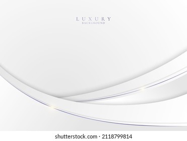 Template abstract elegant white curved shape layer with purple lines on clean background luxury style. Vector graphic illustration