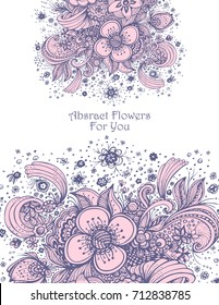 Template with abstract flowers bouquet  pink grey on white spring  composition for decoration  package of perfume or for cosmetic shampoo soap or for wedding invitation 