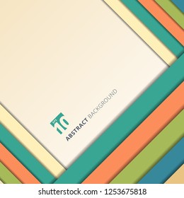 Template abstract geometric colorful rectangles overlapping layer with shadow on white background. Vector illustration