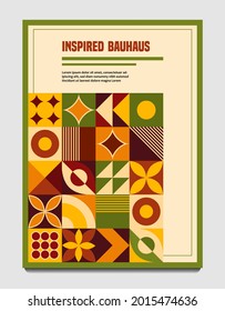 Template with abstract geometric forms. Good for flyer, cover design, poster art, decorative print, invitation. Bauhaus style. Vertical composition. Vector