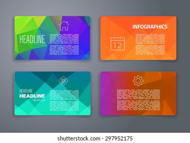 Template. Abstract Geometric Vector Template Layout Design for Flyer, Placard, Brochure or Booklet. Mobile, Technology and Infographic Concept. UI template. Web UI app design. Vector business card set